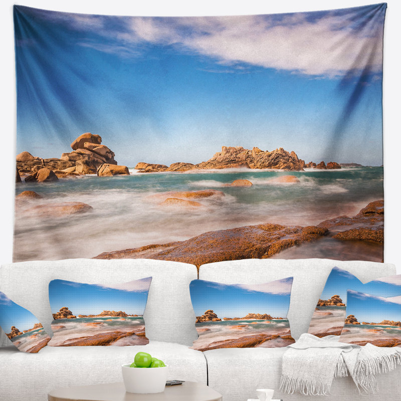 Photographie coût de l'océan atlantique en bretagne tapisserie, H 50 po x l 60 po