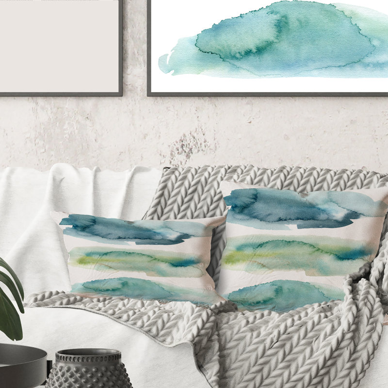 Blue and Green Clouds I - coussin à imprimé moderne, 16" x 16"