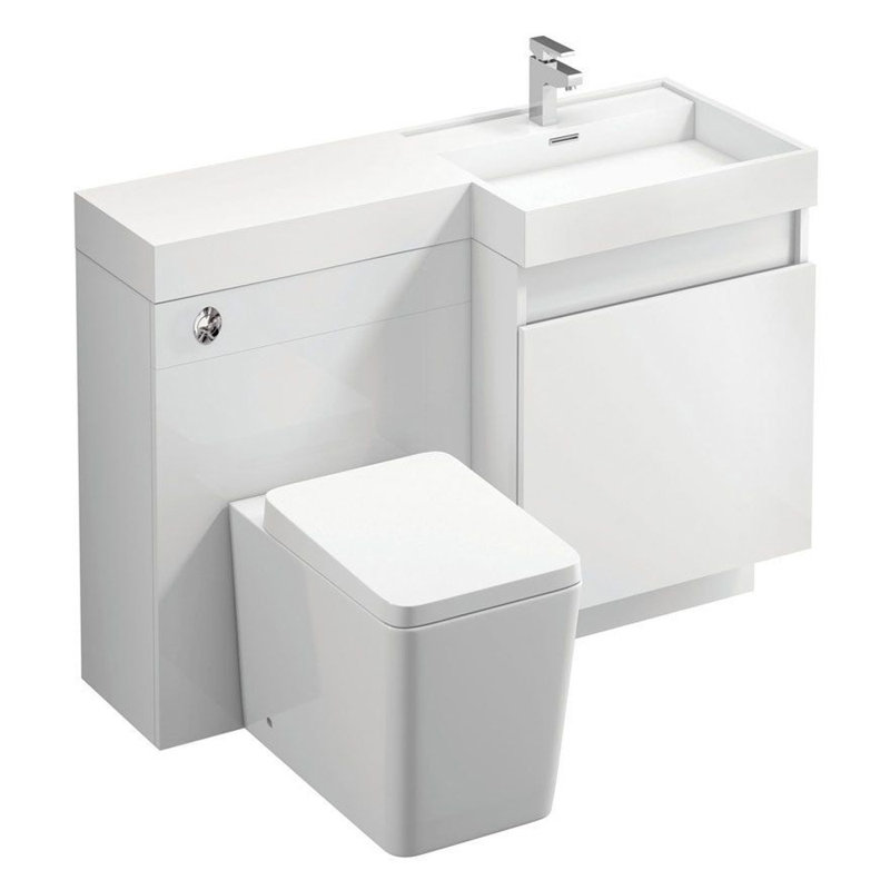 1206 mm Freestanding Combined Vanity Unit, Right-Hand, Gloss White