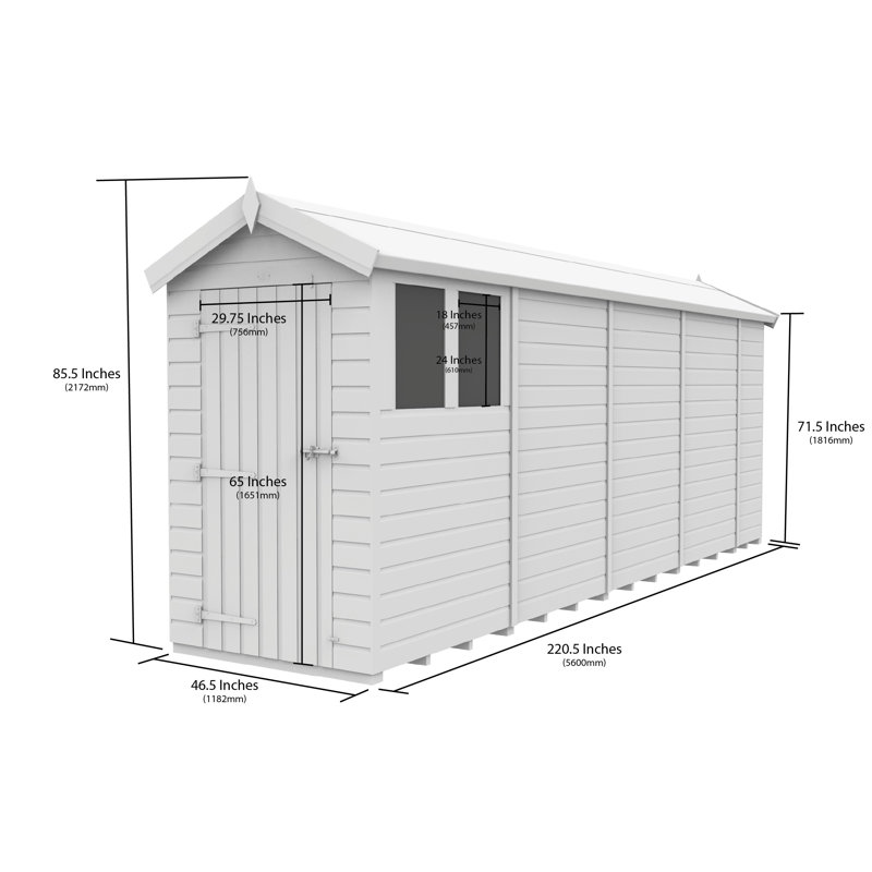 Total Sheds 4ft x 19ft Security Apex Shed - Heavy-Duty Hasp Staple Anti-Tamper - Pressure Treated Timber - UK Manufactured
