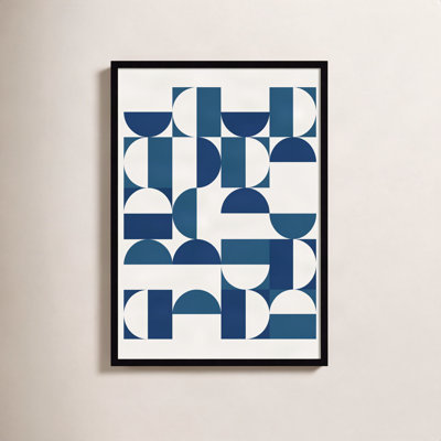 Bauhaus Geometric Blue and Teal Print