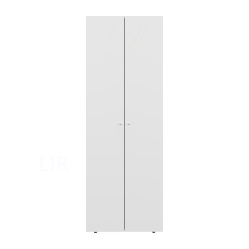 Home 2 Doors Closet System Armoire, Hanging Rod And Storage Shelf, Modern Armoire For Bedroom Organization Storage, Stained Walnut