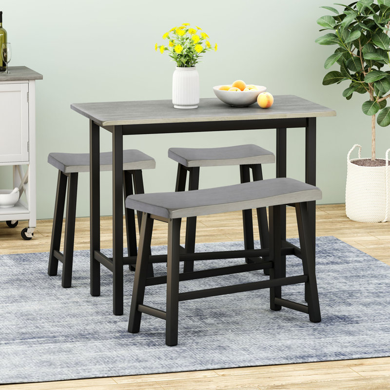 Ensemble de bar élégant 3 pièces avec tabourets hauts et table - parfait pour les bars à domicile, les cuisines et les espaces de divertissement