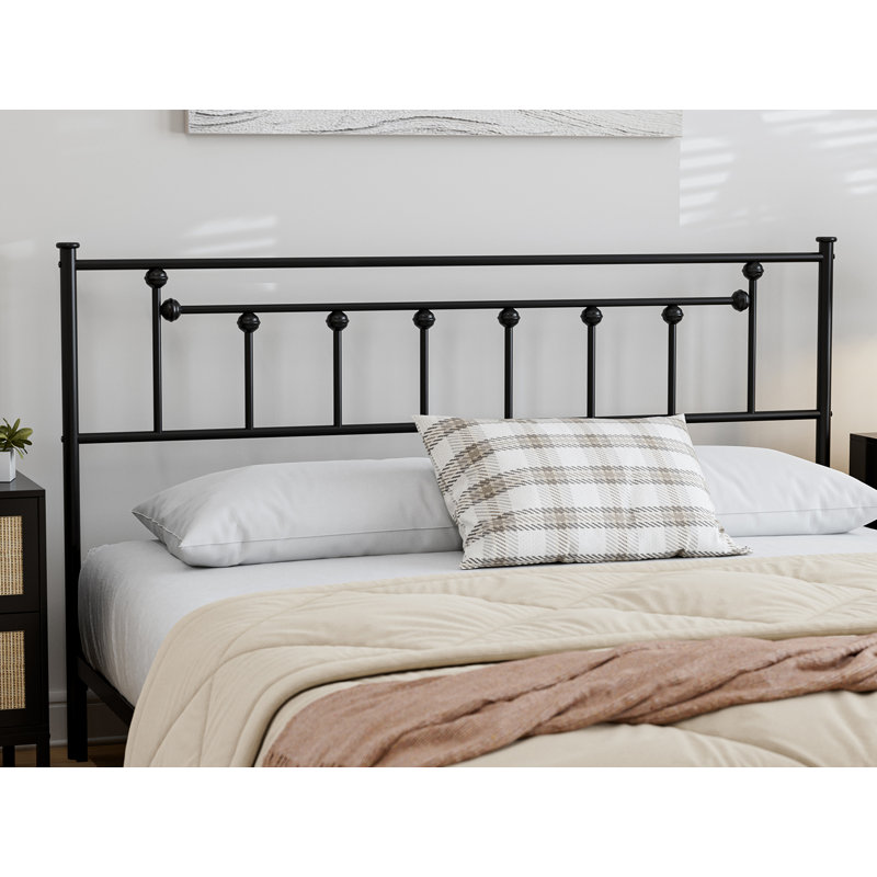 Metal Headboard - Adjustable Height - Only For Bedroom, Rustic Farmhouse Style, Attach Frame, Black, Queen