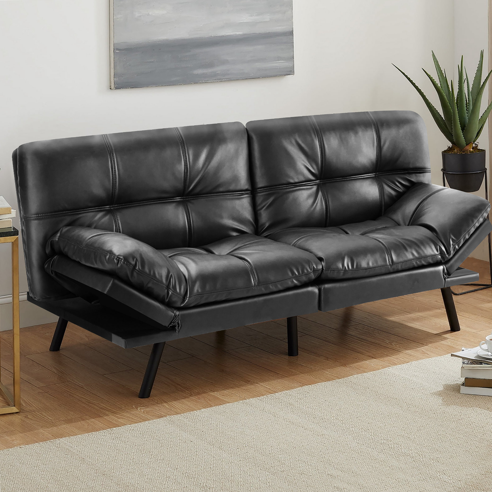 Ebern Designs Yannery 71'' Faux Leather Sleeper Sofa | Wayfair