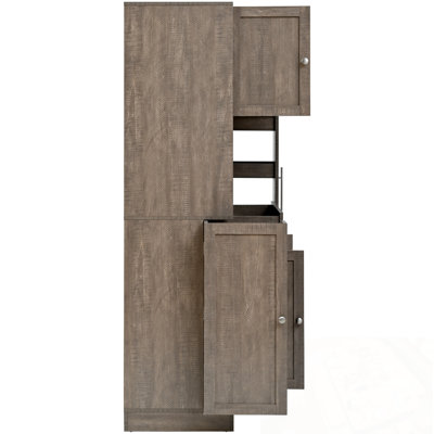 Garde-manger avec armoire latérale coulissante, tablettes de porte et tiroir
