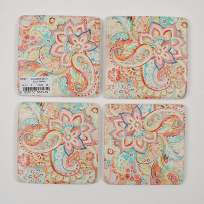 Ceramic Square 4 Piece Coaster Set