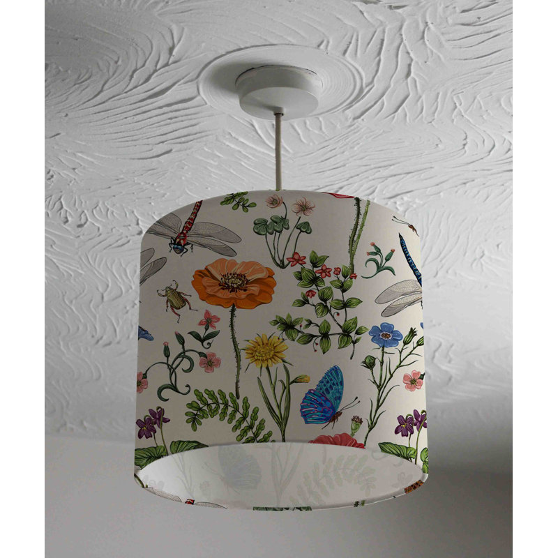 Cotton Drum Pendant Shade ( Uno ), 22cm H x 25cm W x 25cm D