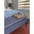 SEAT4U Prebe Bedroom Hallway Bench with Indigo Blue Ticking Linen Blend Fabric Upholstered -1157898200