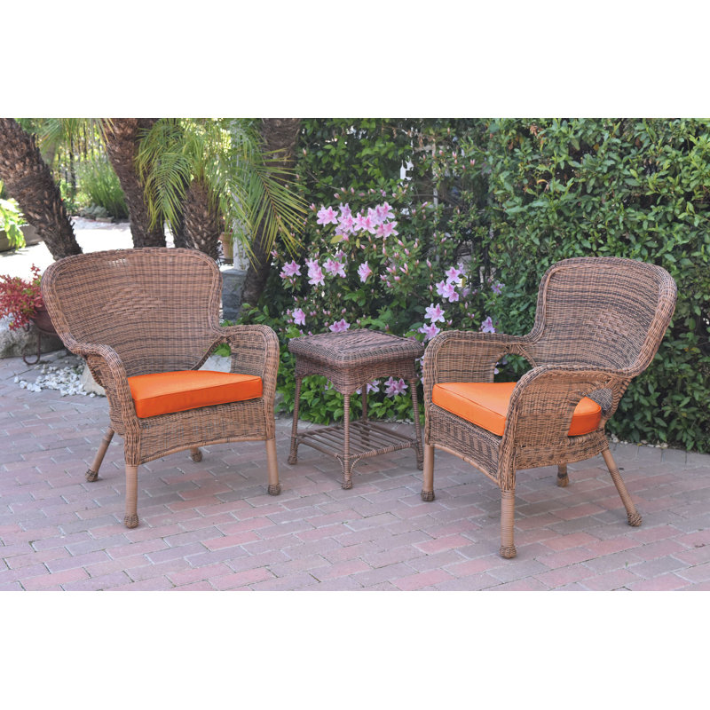 Batchelder Wicker Outdoor Lounge Chair, Orange, Honey