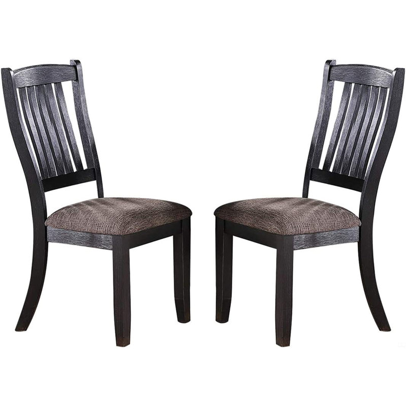 Ensemble de salle à manger en bois avec 2 chaises d'appoint rembourrées en tissu, Noir