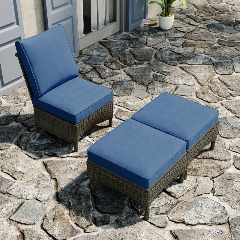 Garden Chair with Cushion, Dark Blue, Greyish Brown
