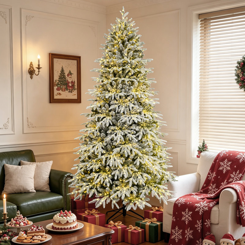 Arbre de Noël artificiel pré-éclairé enneigé, 4.5' H