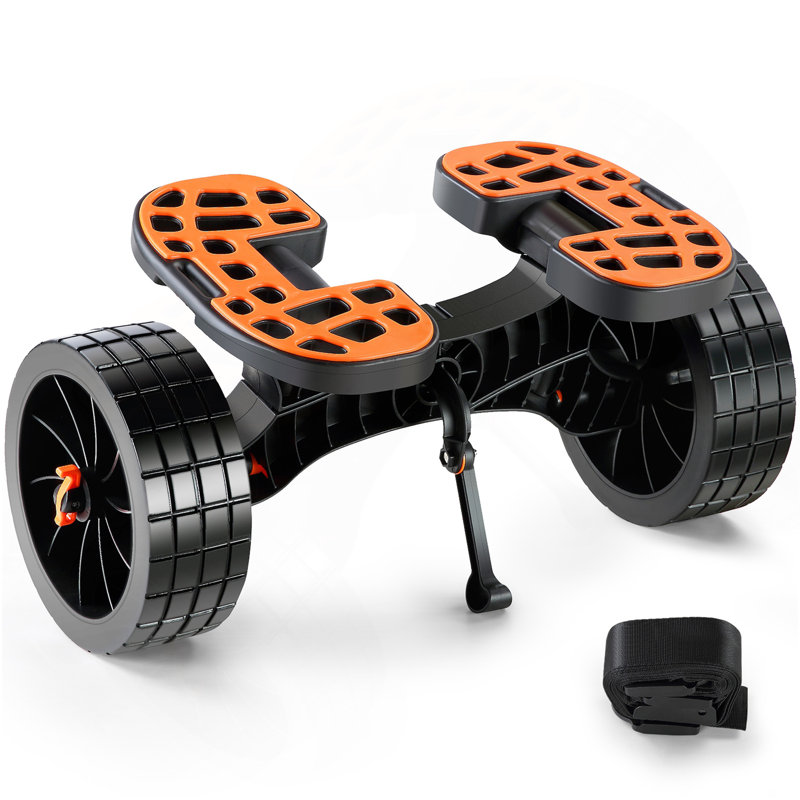 Chariot de kayak robuste, capacité de charge de 320 lb, chariot de canot amovible avec pneus solides de 10 po, supports réglables et pied de support antidérapant