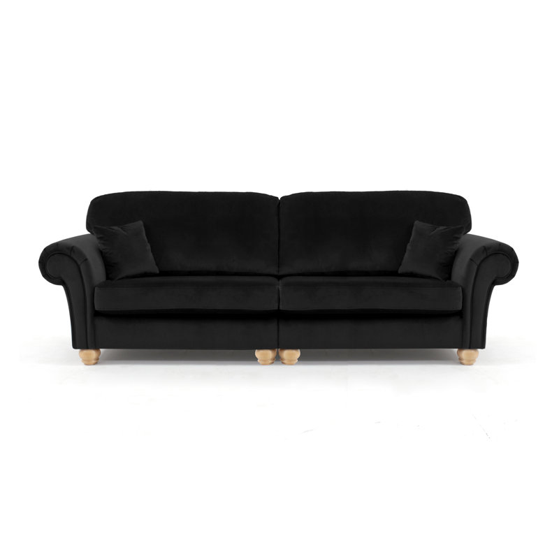Foreston 4 Seater Velvet Sofa, Black