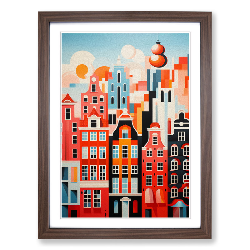 Amsterdam Constructivism Framed Print, Walnut , 64cm H x 46cm W x 2cm D