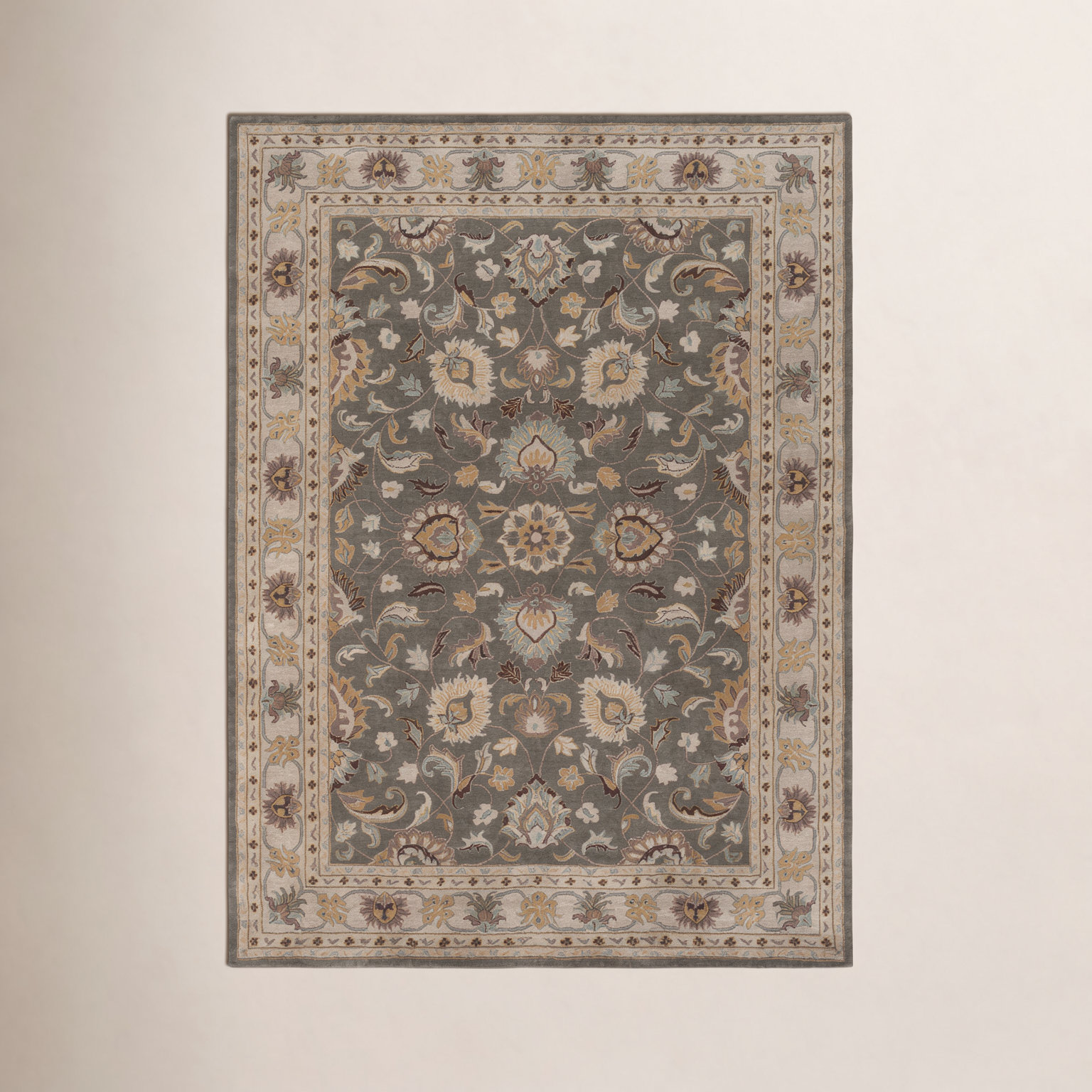 Arden Charcoal Beige Yellow Hand-Tufted Wool Rug, Rectangle 9' x 12'