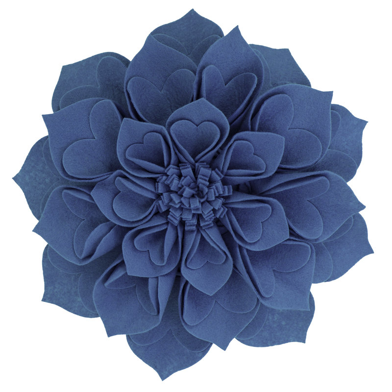 Floral Throw Pillow, Navy Blue, 13" x 13"