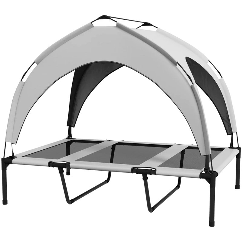 Lit pour chien surélevé avec auvent de protection - L 41,7 po x l 29,9 po, idéal pour les grands chiens de moins de 66 lb, gris, maille respirante rafraîchissante, tissu durable et sac de transport portable