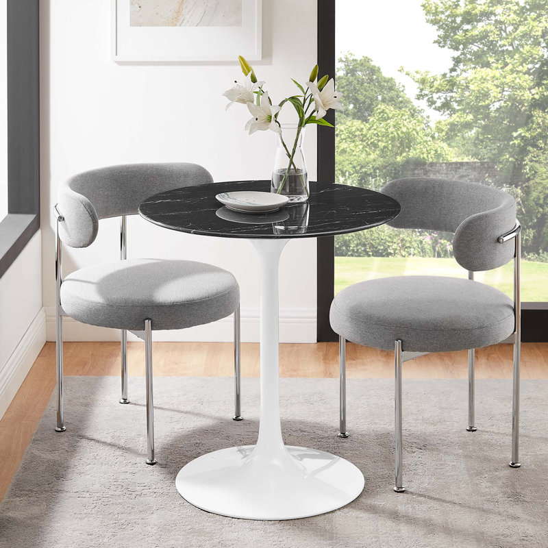 Table de bar Lippa, plateau rond en marbre artificiel, par Modway, Blanc, L 28 po x L 28 po