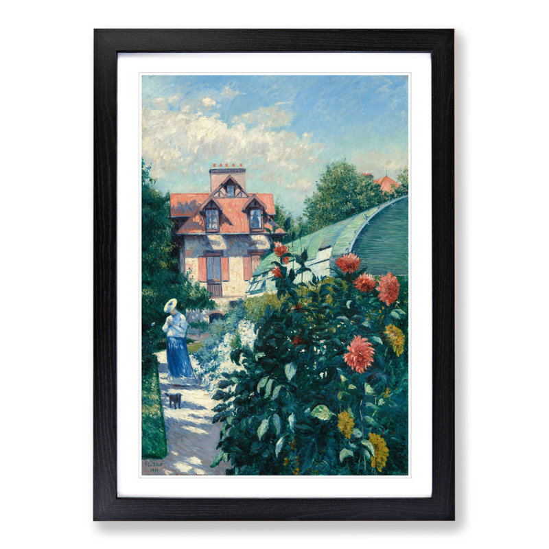 Dahlias Garden by Gustave Caillebotte - Picture Frame Painting, Black Framed, 65cm H x 48cm W x 2cm D