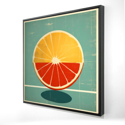 Citron et mandarine - art abstrait sur toile, encadré