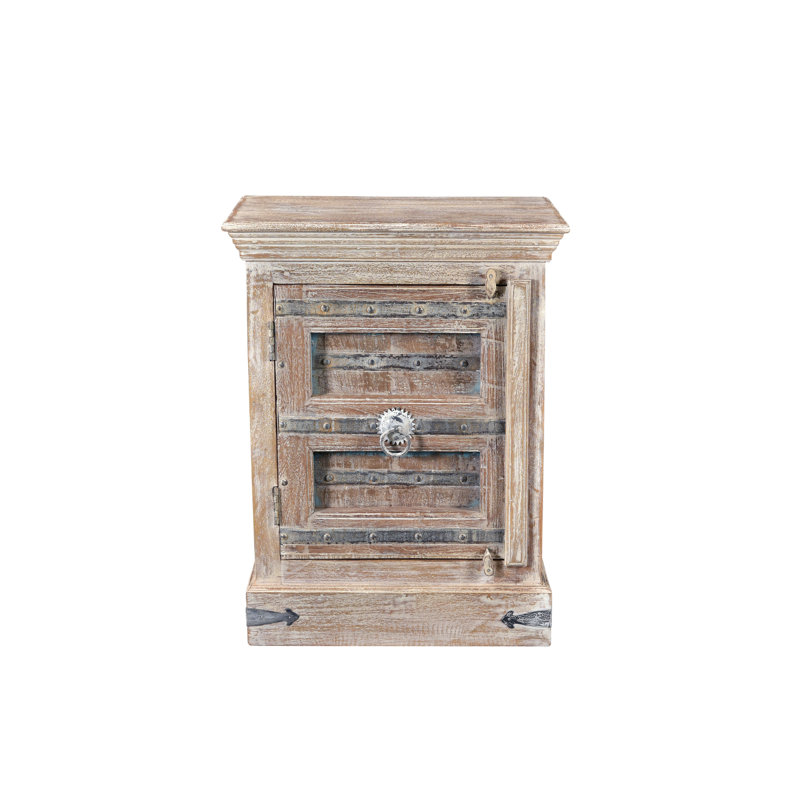 Table de chevet 1 porte Bibbins, Gauche, Blanc sable