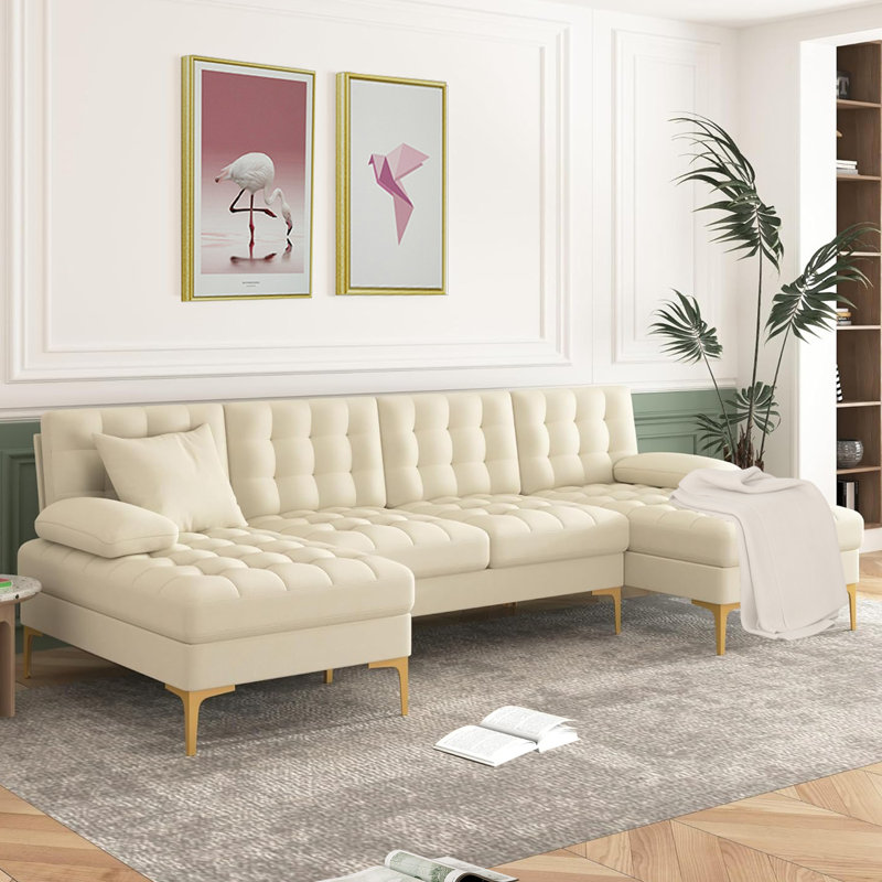 Canapé modulaire Kiyaan, Mélange de lin beige