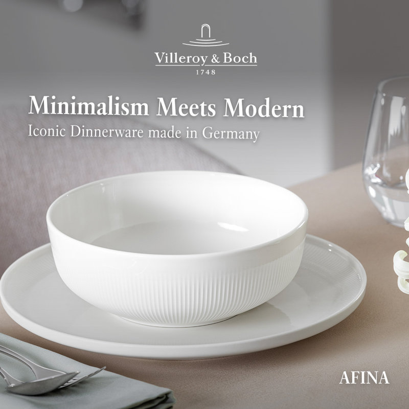 Villeroy & Boch Afina Rice Bowl, Premium Porcelain, Made in Germany, Dishwasher and Microwave Safe, 6 x 2.75 in, Stackable, White
