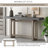Entryway Table With Pine Veneer,Unique Triple Rectangle Design Console Table With Thick Pine Wood Legs,Extra Long Sofa Table-1360468927