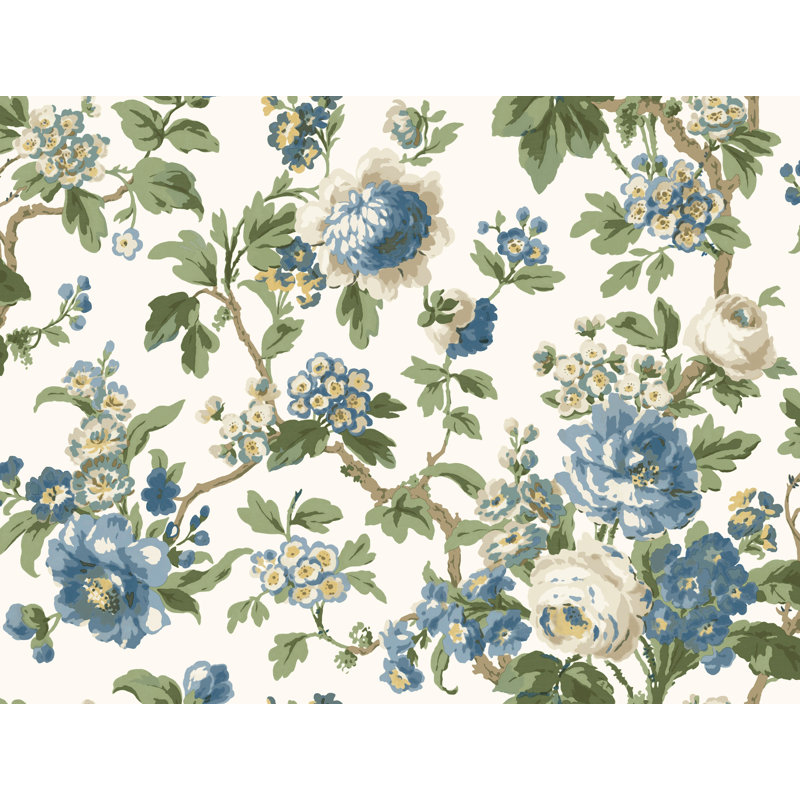 Papier peint floral bleu Beatrix