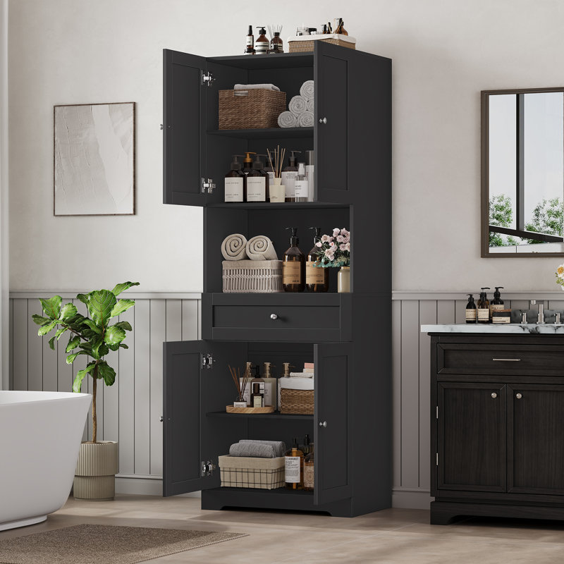 67.5" H Freestanding Bathroom Cabinet, Black
