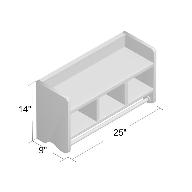 Tablette de salle de bain murale rectangulaire en bois de 25 po de largeur avec rangement et barres à serviettes Afanasie