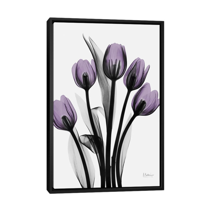 Cinq tulipes par Albert Koetsier - Estampe numérique sur toile tendue avec châssis, H 26 po x l 18 po x P 1,5 po