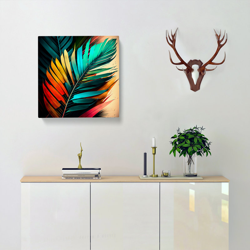 Palm Leaf Colour Field - Wrapped Canvas, 50cm H x 50cm W x 3cm D