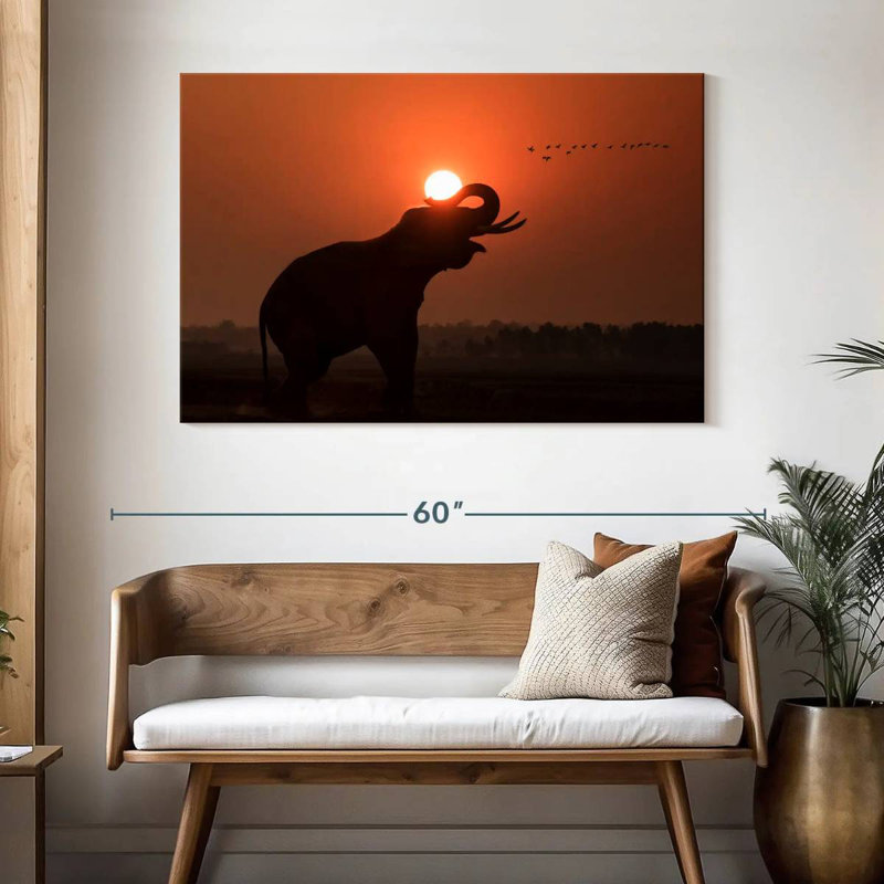 Silhouette d'éléphant, H 32 po x l 48 po