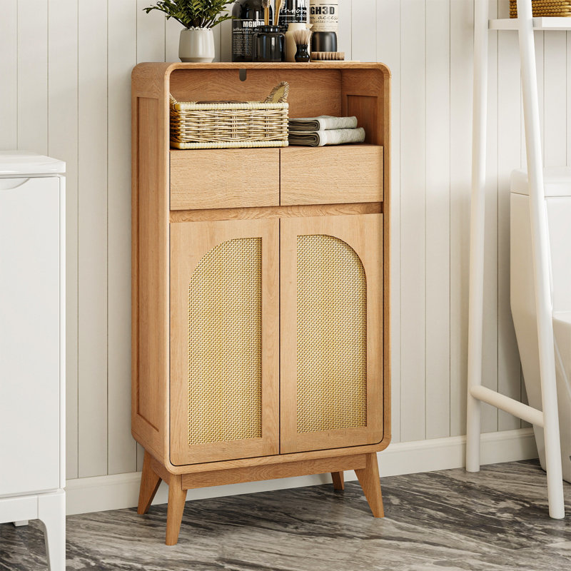 Armoire de rangement l 23,8 po avec portes et tiroirs, Naturel