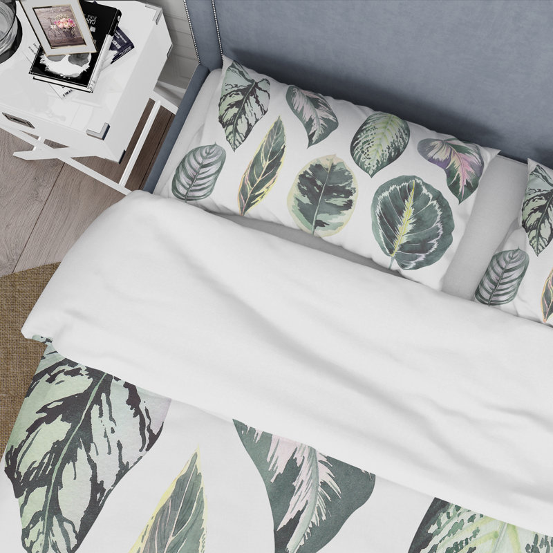 Ensemble de housse de couette Tropical Calathea - Bohème et éclectique - Polyester microfibre