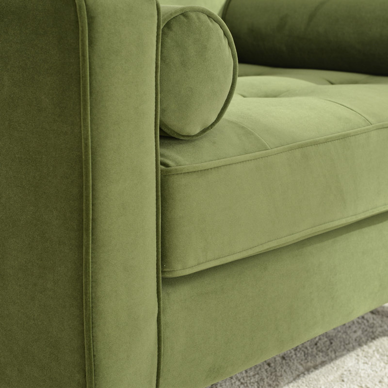Fauteuil rembourré 42 po Geo, Velours vert olive