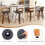 Ensemble de 2 tabourets de bar pivotants, structure en bois moderne avec dossier en rotin, tabouret en cuir de polyuréthane pour comptoir de cuisine, tabourets de bar rembourrés de style Mid-Century avec repose-pieds, tabourets de comptoir industriels-848910187
