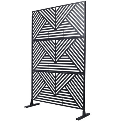 Écran d'intimité extérieur et intérieur en métal H 76 po x l 48 po, écran d'intimité décoratif autoportant pour terrasse de balcon, panneaux de clôture d'intimité pour jardin extérieur noir