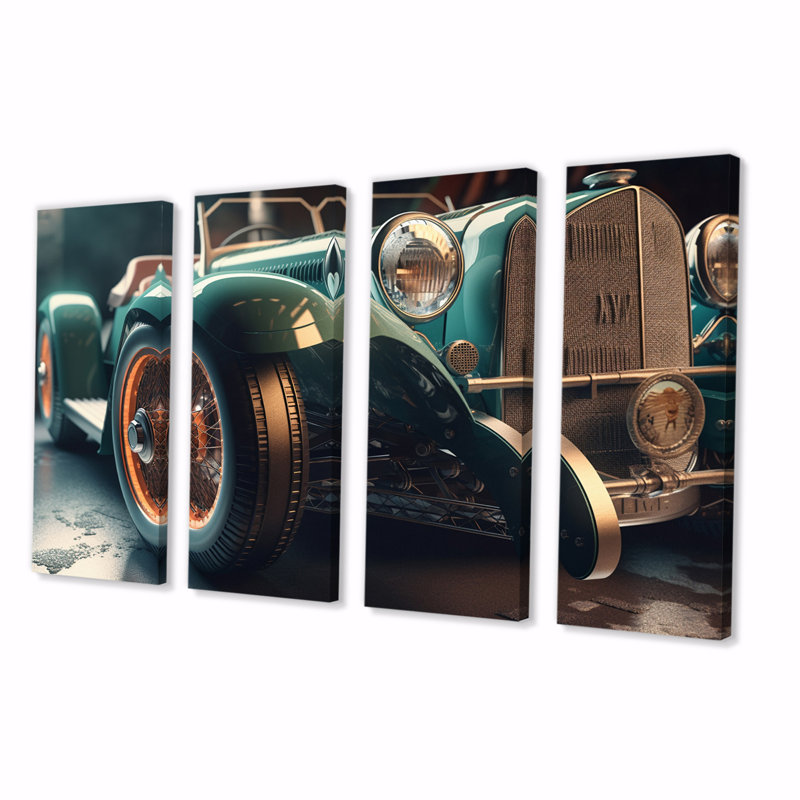 Vintage Oldtimer Classic Car Elegance I - Classic Cars, reproduction d'art sur toile - 4 panneaux