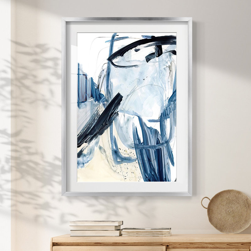 Indigo Swash I -Framed Print, Silver