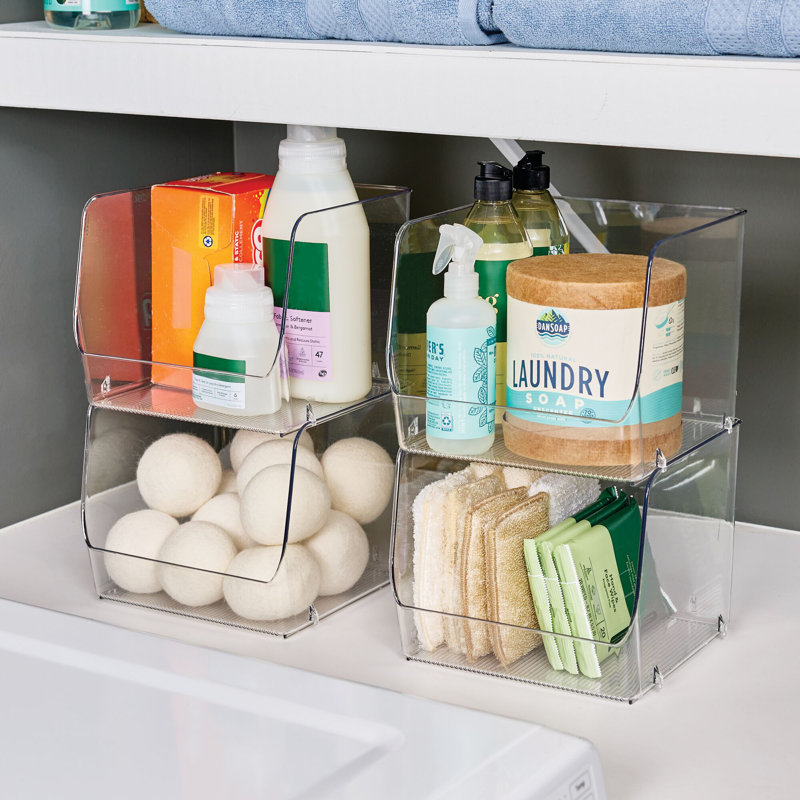 iDesign Stackable Open-Front Storage Bins for Kitchen and Pantry Organization - Set of 4 - Clear