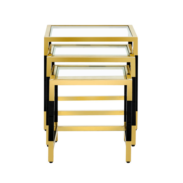 Everly Quinn Hazleigh Glass Nesting Tables 