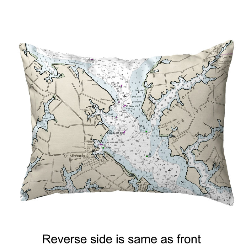  Housse de coussin rectangulaire d'extérieur Chesapeake Bay - Miles River, Md Nautical Map