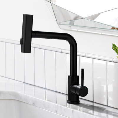 11.7"H Stainless 360° Swivel Bathroom Faucet With 3-Function Pull-Out Sprayer
