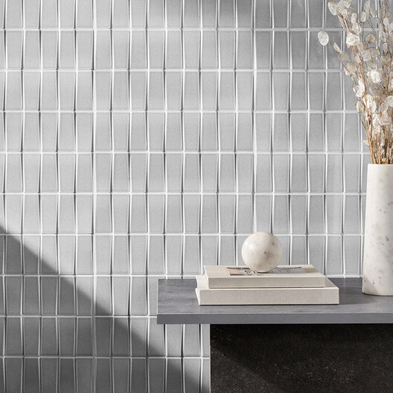 Radiant Steps 4.43'' W x 17.62'' L Crackled Ceramic Subway Wall Tile (7.62 Sq. Ft. / Case), Gray