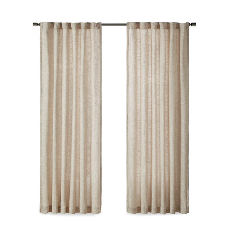 Faux Linen Rod Pocket And Back Tab Fleece Lined Curtain Panel(Only 1 Pc Panel), 50" W x 84" L