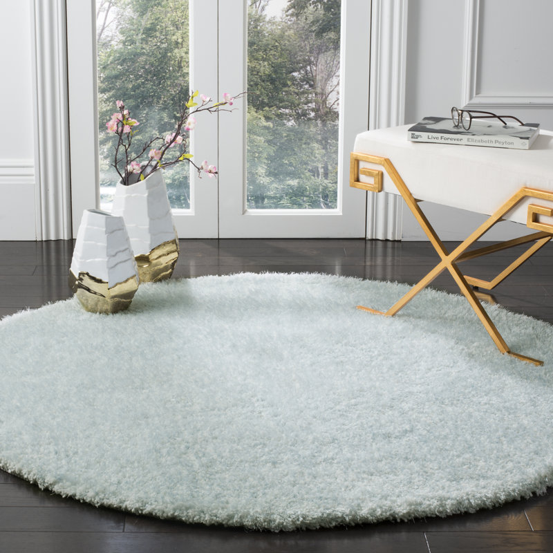 Winnett Shag Hand Tufted Performance Solid Color Rug, Round 5'